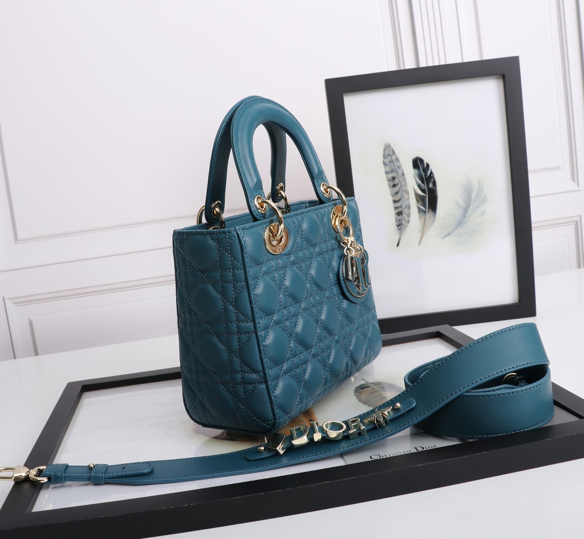 Small Lady Dior My ABCDior Bag Dark Blue Cannage Lambskin